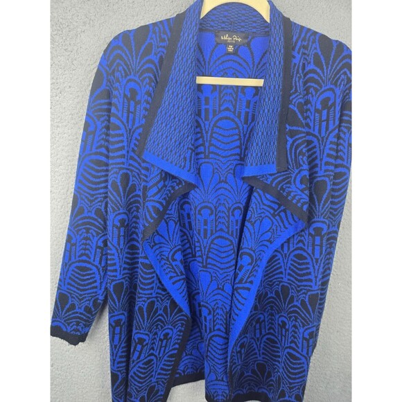 Melissa  Paige Cardigan Sweater Duster Womens PM  Blue Black Long Open Lagenlook - Picture 4 of 13